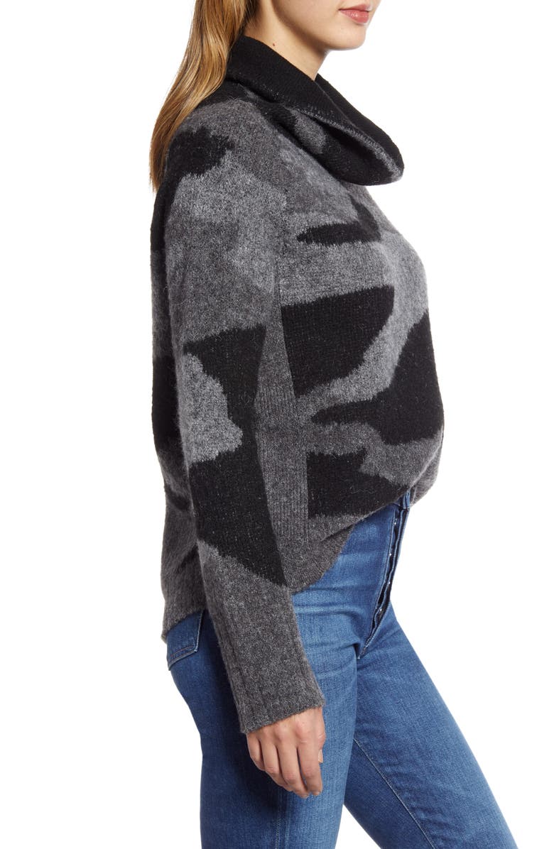 RD Style Camo Print Cowl Neck Sweater, Alternate, color, 