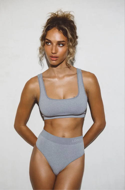 Ldma High Sculpt Rib Bra In Heather Grey In Heather Grey