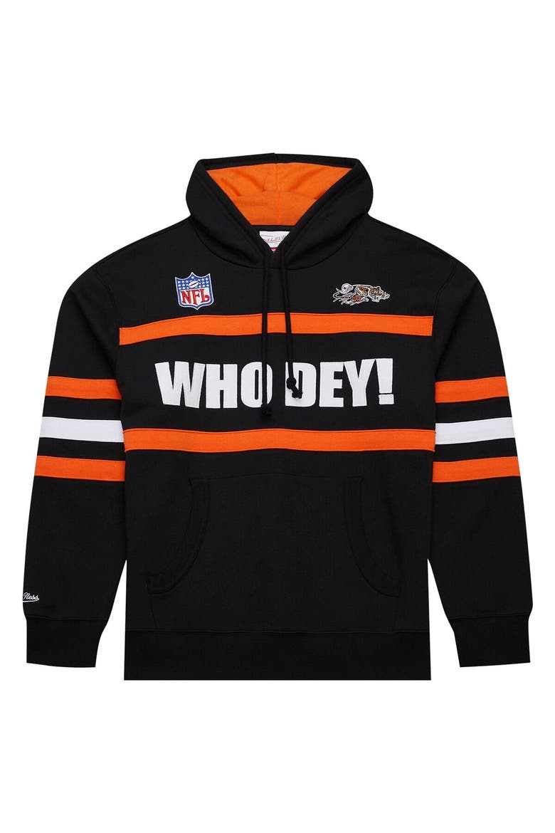 Men's  Black Cincinnati Bengals Vintage Logo Head Coach Fleece Pullover Hoodie, Alternate, color, Black