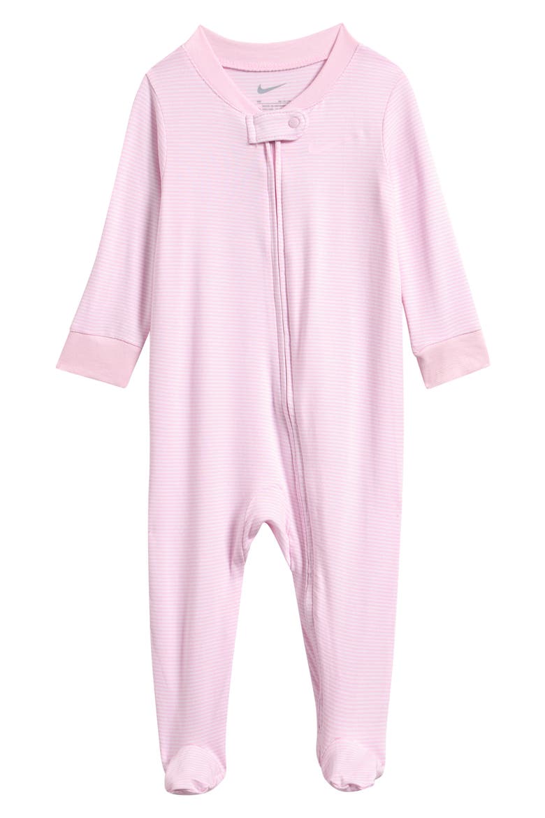 Stripe Zip Footie, Main, color, A9YPINK FO