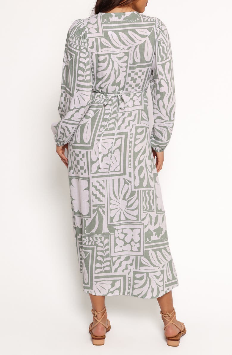 Petal & Pup Kolby Mixed Print Long Sleeve Maxi Dress, Alternate, color, Sage Print