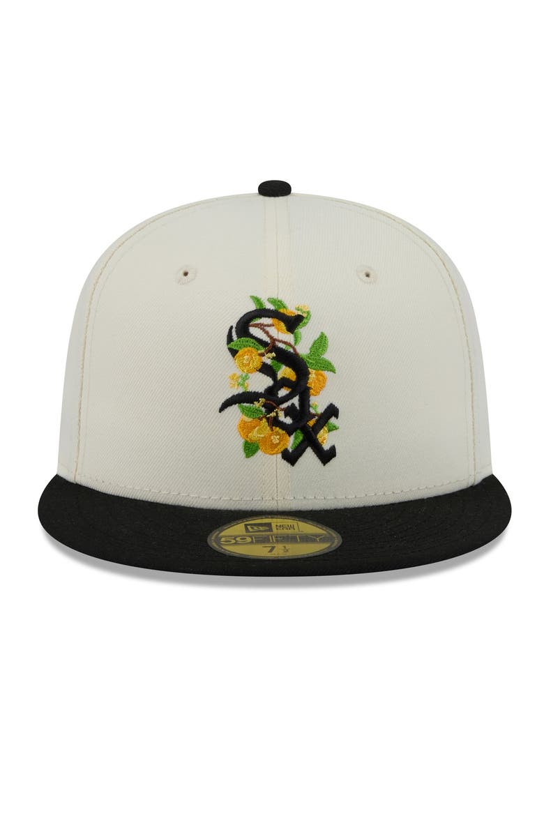 Men's New Era White/Black Chicago White Sox Blossom 59FIFTY Fitted Hat, Alternate, color, White