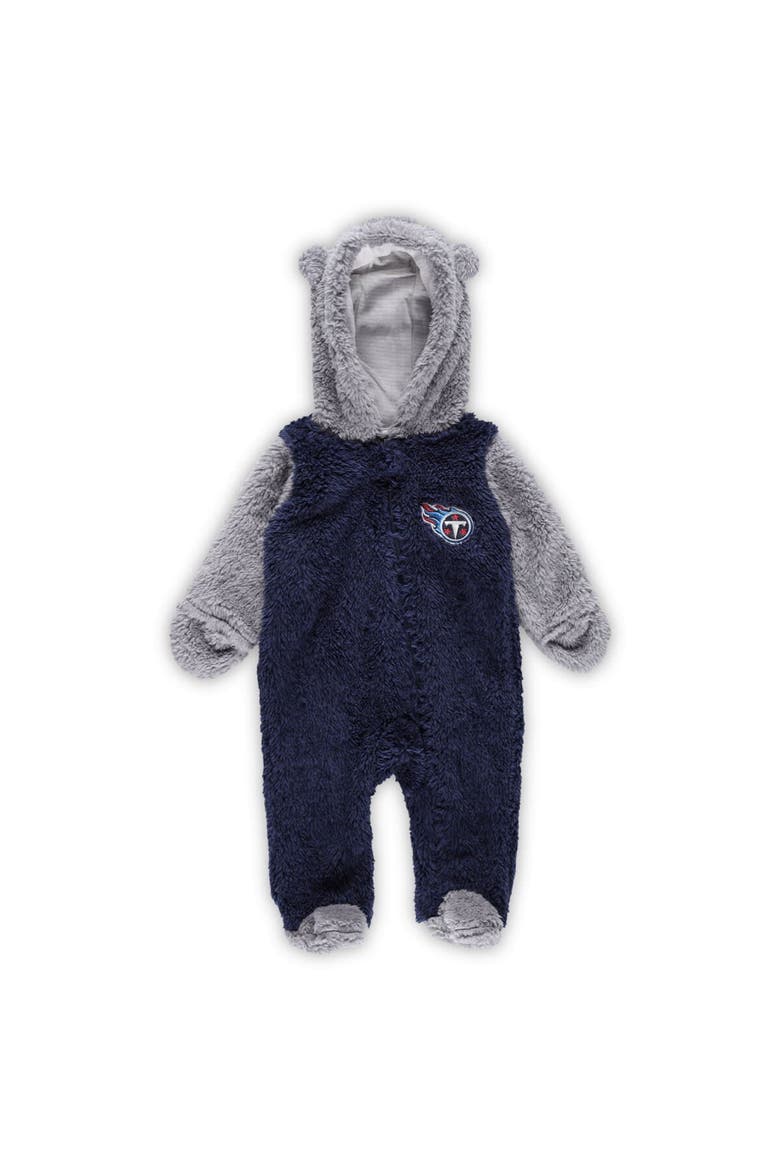 Newborn & Infant Navy/Gray Tennessee Titans Game Nap Teddy Fleece Bunting Full-Zip Sleeper, Alternate, color, Navy
