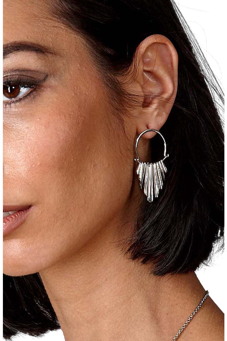 Egyptian Temple Earrings, Alternate, color, Sterling Silver