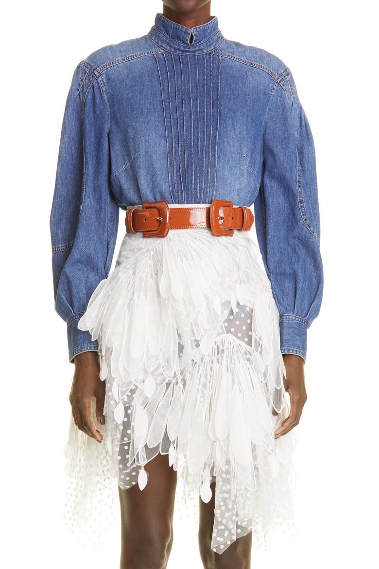 Rhythmic Denim Tuxedo Shirt, Main, color, HIGH TIDE