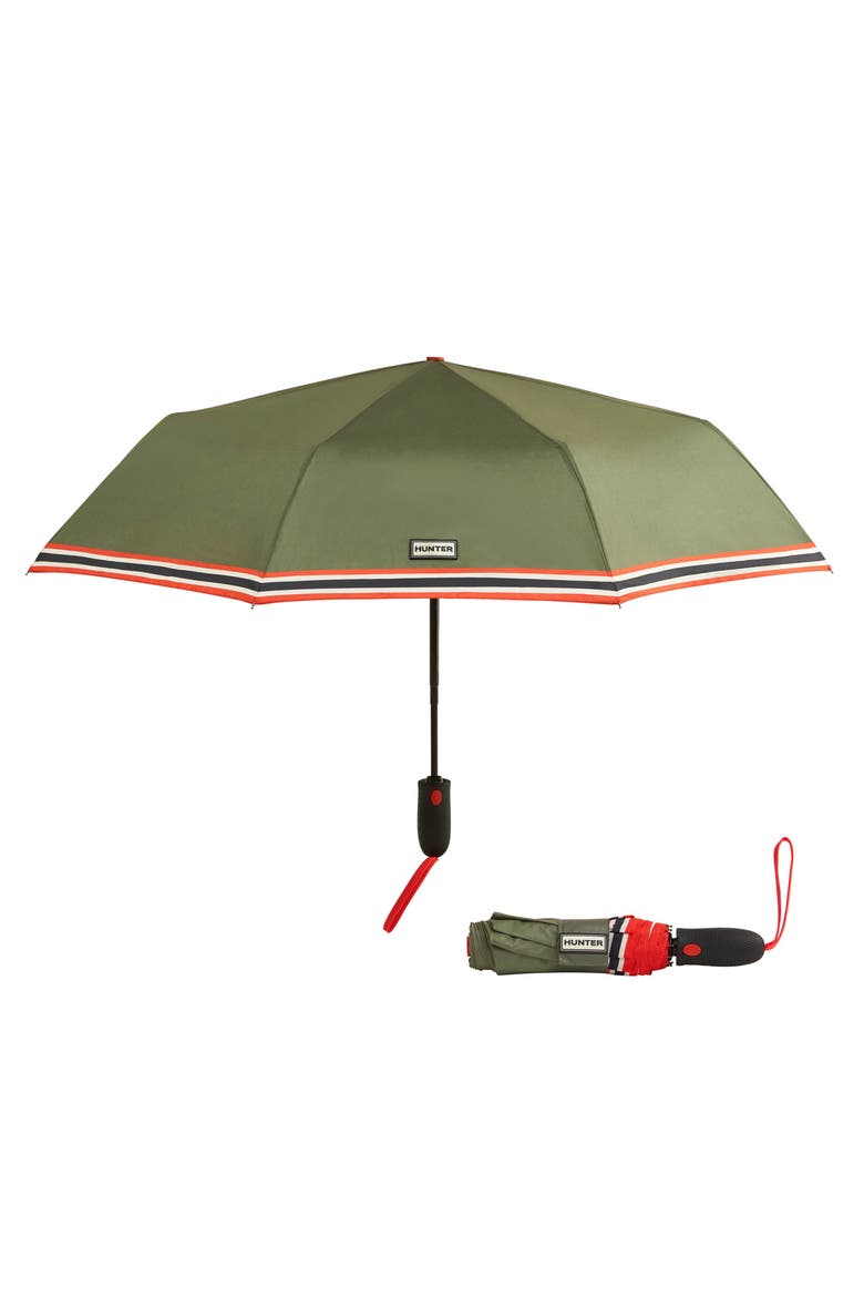Signature Stripe Compact Umbrella, Main, color, Cypress Green