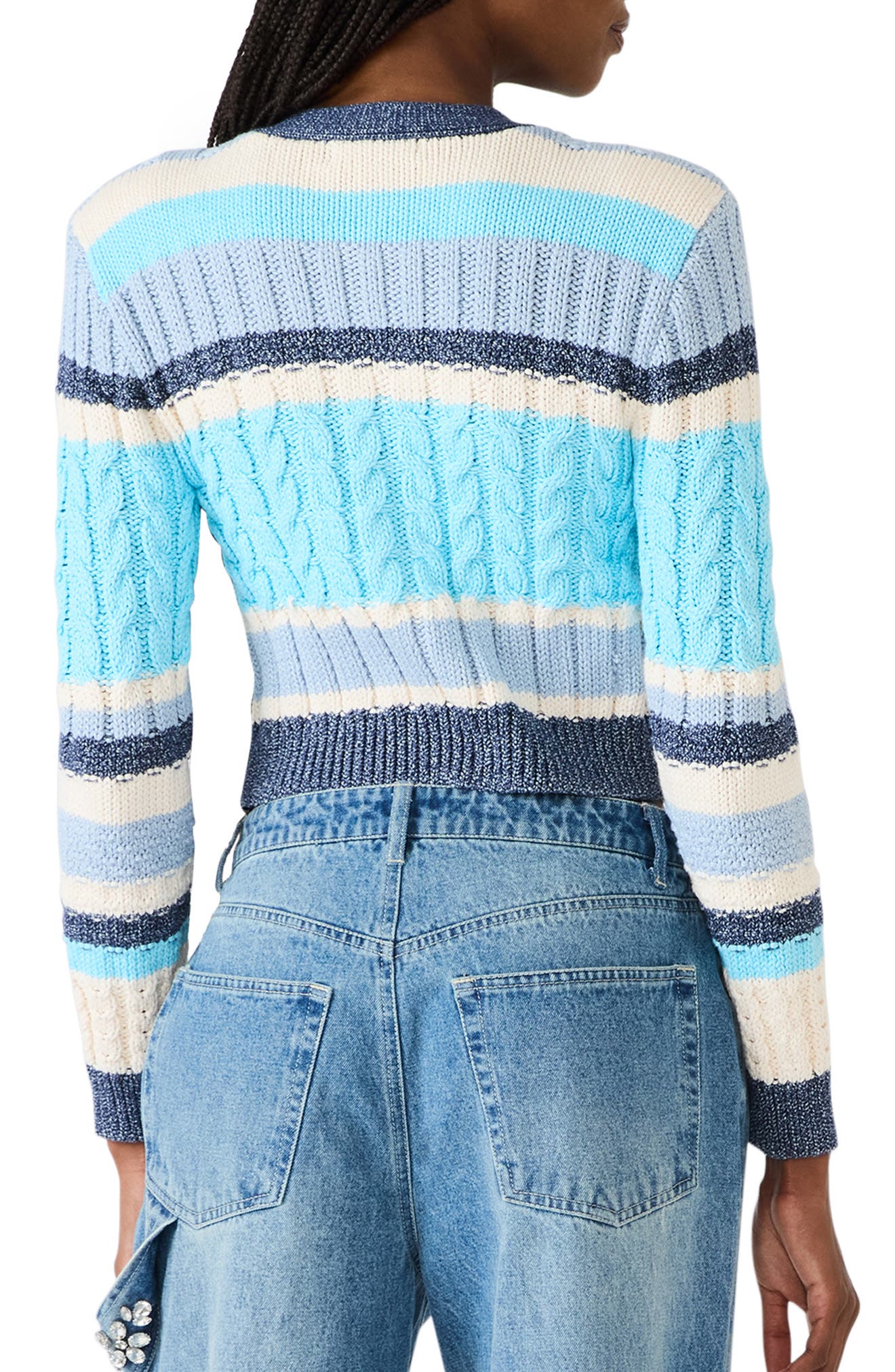 Eviee Crop Cotton Blend Cable Cardigan - image 2