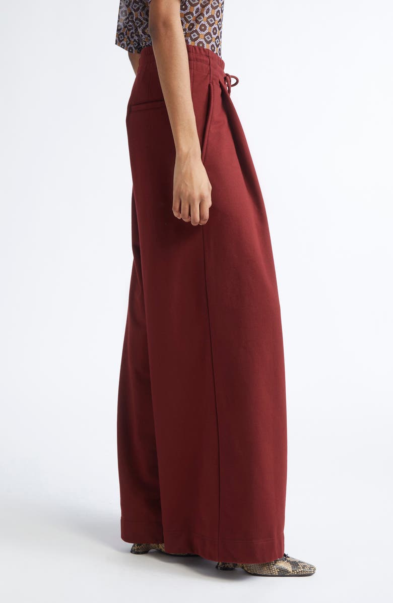 Dries Van Noten Hadium Pleated Cotton Wide Leg Sweatpants, Alternate, color, Ruby