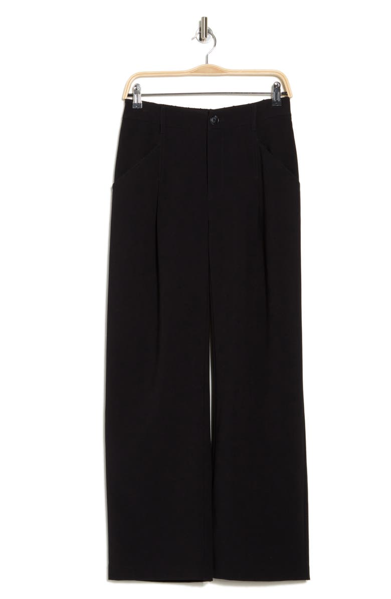 Gemma + Jane Single Pleat Wide Leg Trousers, Alternate, color, Black