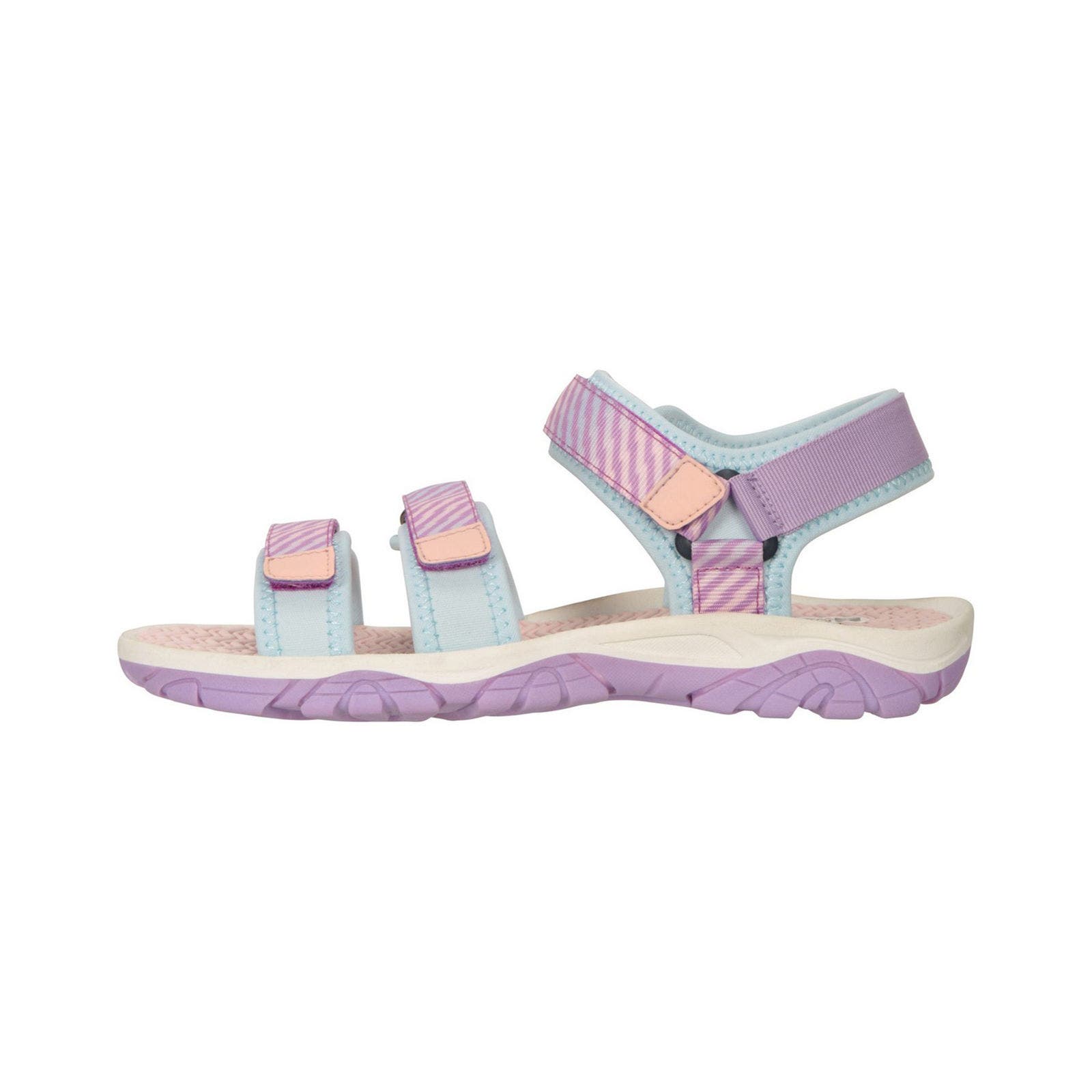 Childrens/Kids Tonal Stripe 3 Touch Fastening Strap Sandals, Alternate, color, Purple