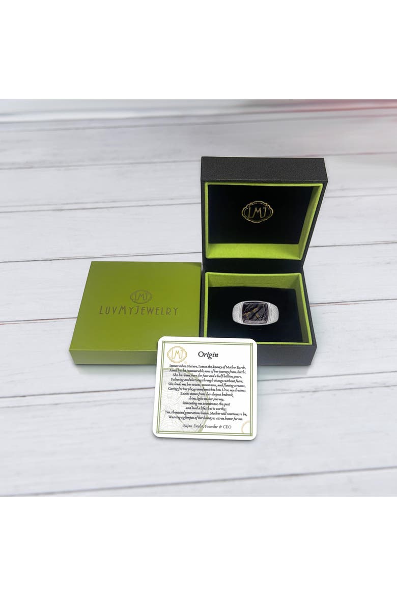 Grey Picture Jasper Sterling Silver Men Signet Ring, Alternate, color, Silver