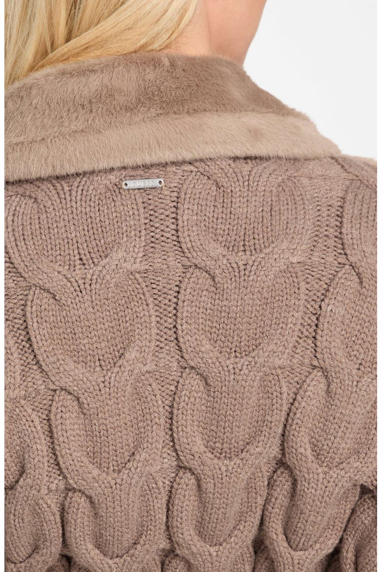 Lucrezia Faux Fur & Cable Knit Coat, Alternate, color, RUST