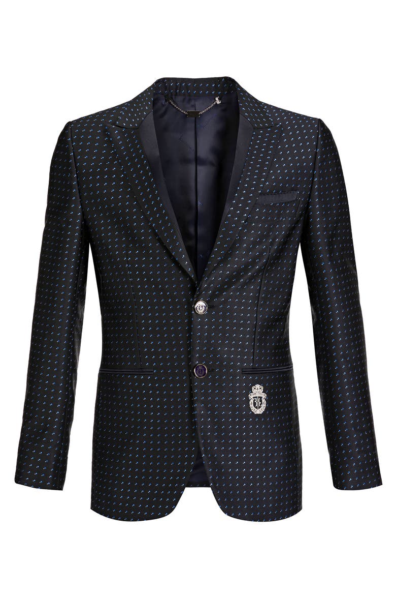Silk Blend Jacquard Contrast Lapel Dinner Jacket Men, Main, color, black