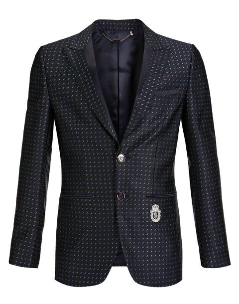 Silk Blend Jacquard Contrast Lapel Dinner Jacket Men