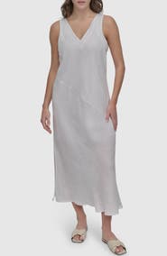 DKNY Asymmetric Sleeveless Linen Dress