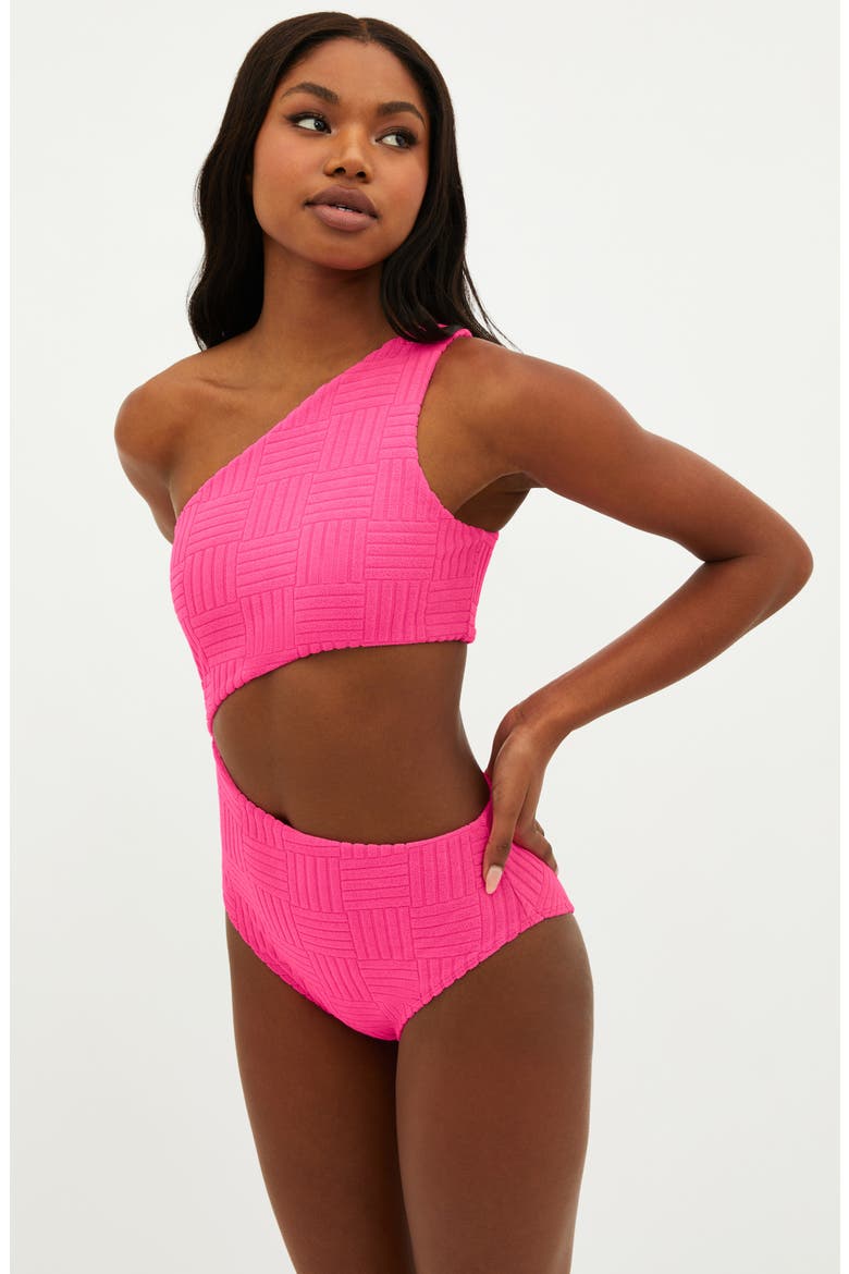 Celine Cutout One-Shoulder One-Piece Swimsuit, Alternate, color, STRAWBERRY MOON