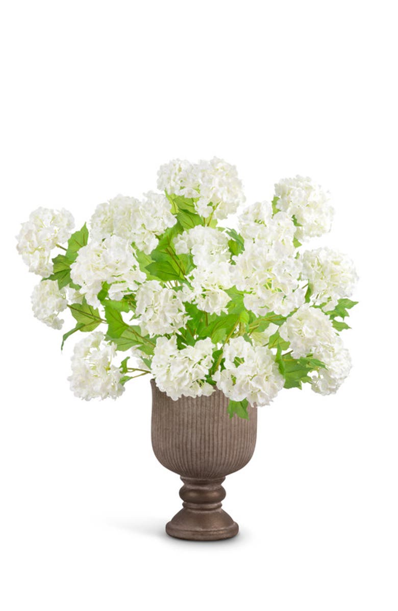 CocoBella Maelle RealTouch Snowball Hydrangea Pedestal Arrangement, Main, color, Snow