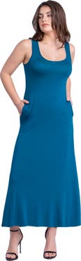 24seven Comfort Apparel Scoop Neck Sleeveless Maxi Dress with Pockets