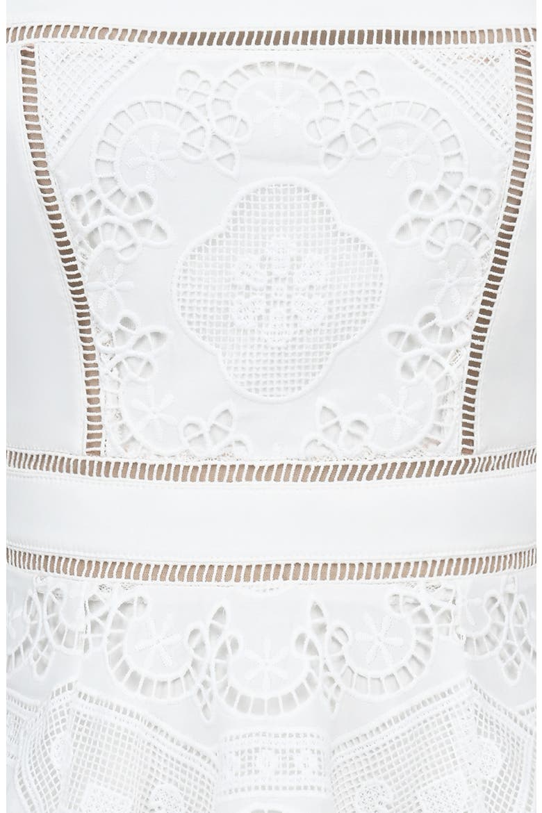 Ava Cotton Brodiere Anglaise Minidress, Alternate, color, WHITE