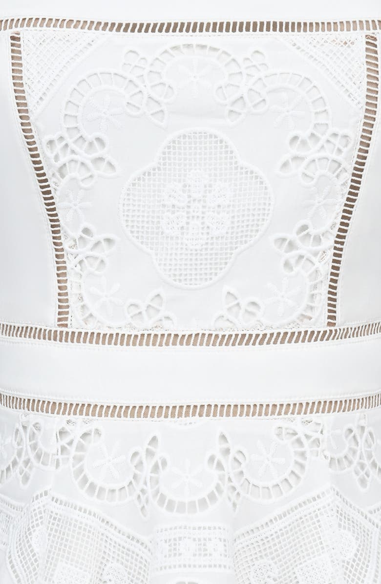 HOUSE OF CB Ava Cotton Brodiere Anglaise Minidress, Alternate, color, White