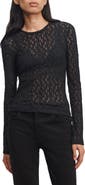 rag & bone Bardot Long Sleeve Lace Top