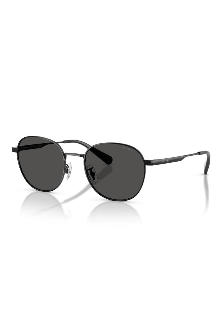 51mm Round Sunglasses, Alternate, color, SHINY BLACK / GREY SOLID
