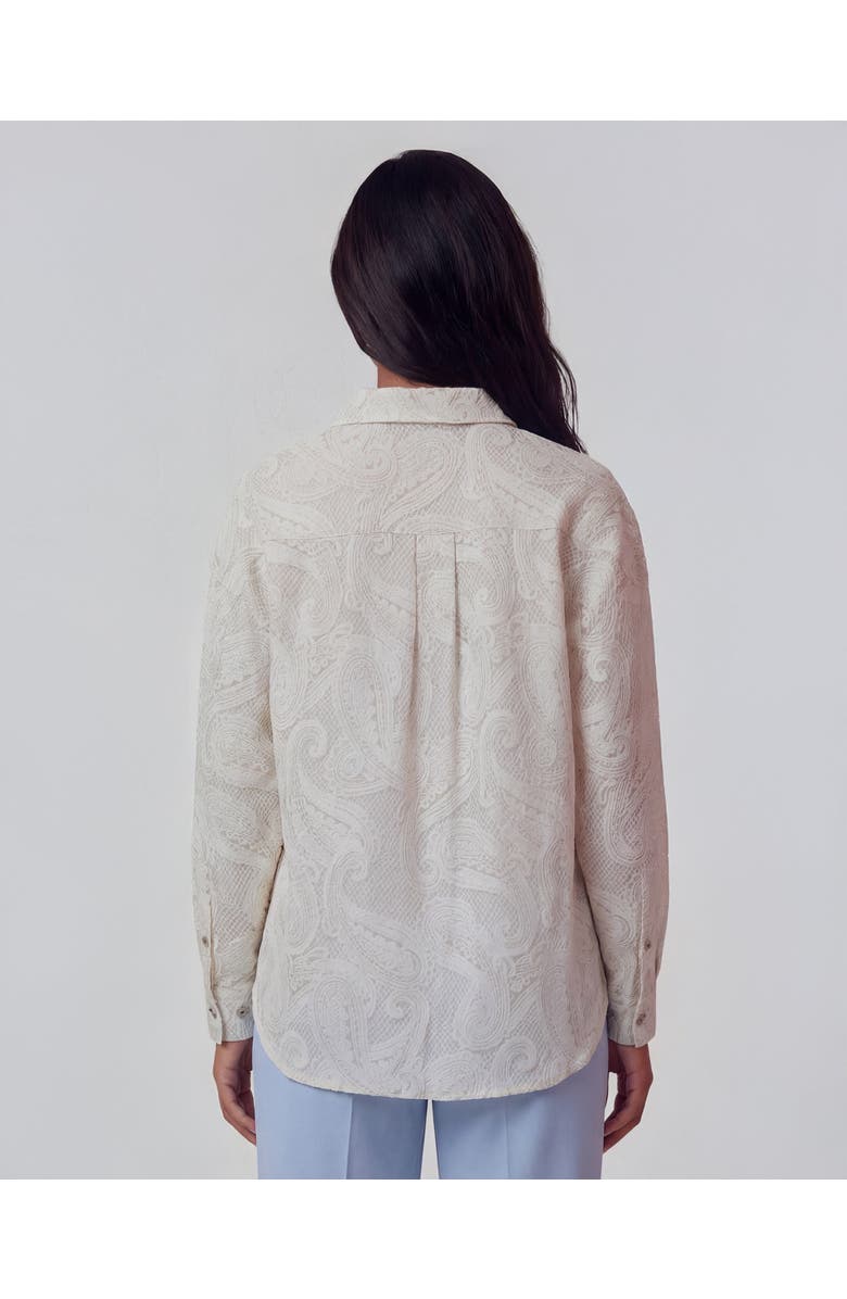 Lords of Harlech Crochet Paisley Womens Linen Shirt, Alternate, color, Crochet Paisley Ivory