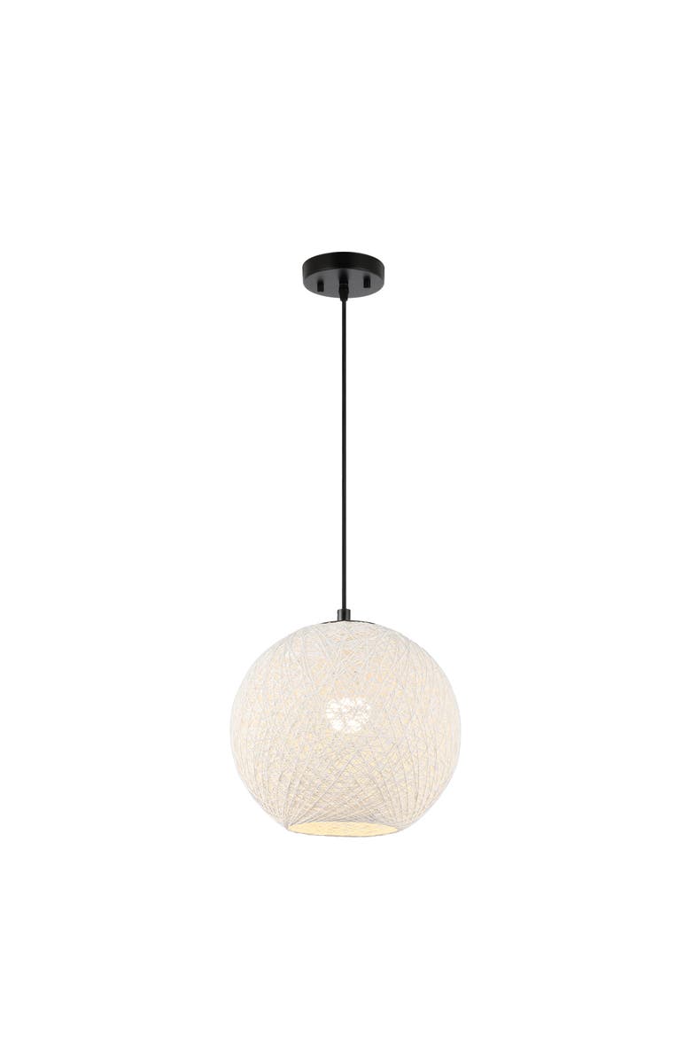 JONATHAN Y Lacey 1-Light Bohemian Minimalist Iron/Rope Woven Globe LED Pendant, Main, color, 