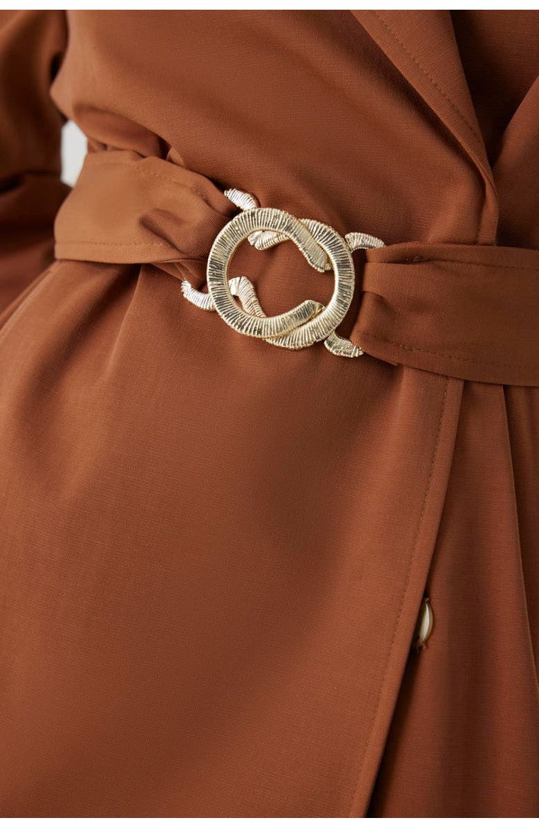 Exquise Aisha Belted Trenchcoat, Alternate, color, Camel