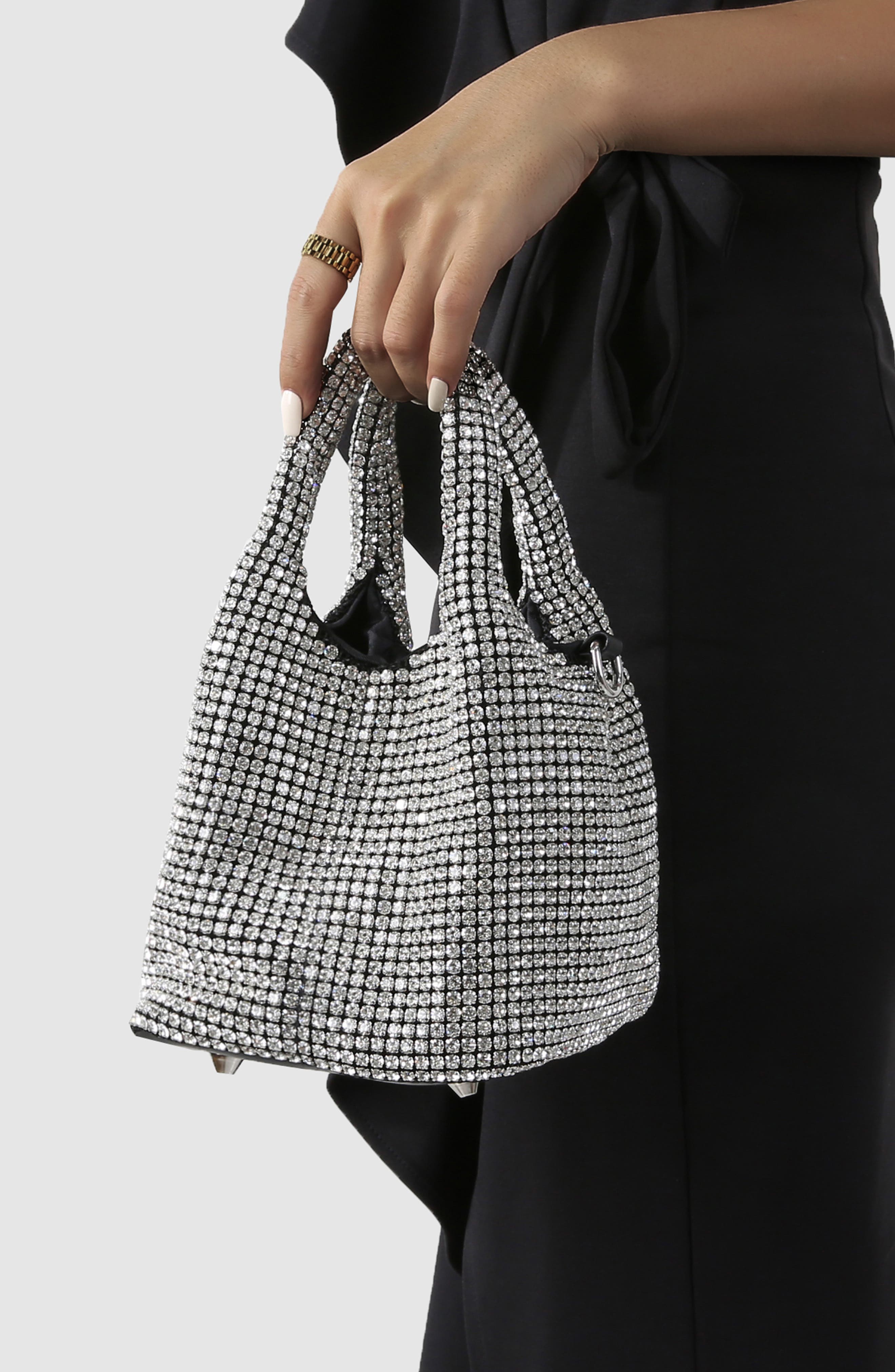 Crystal Bucket Bag, Alternate, color, SILVER