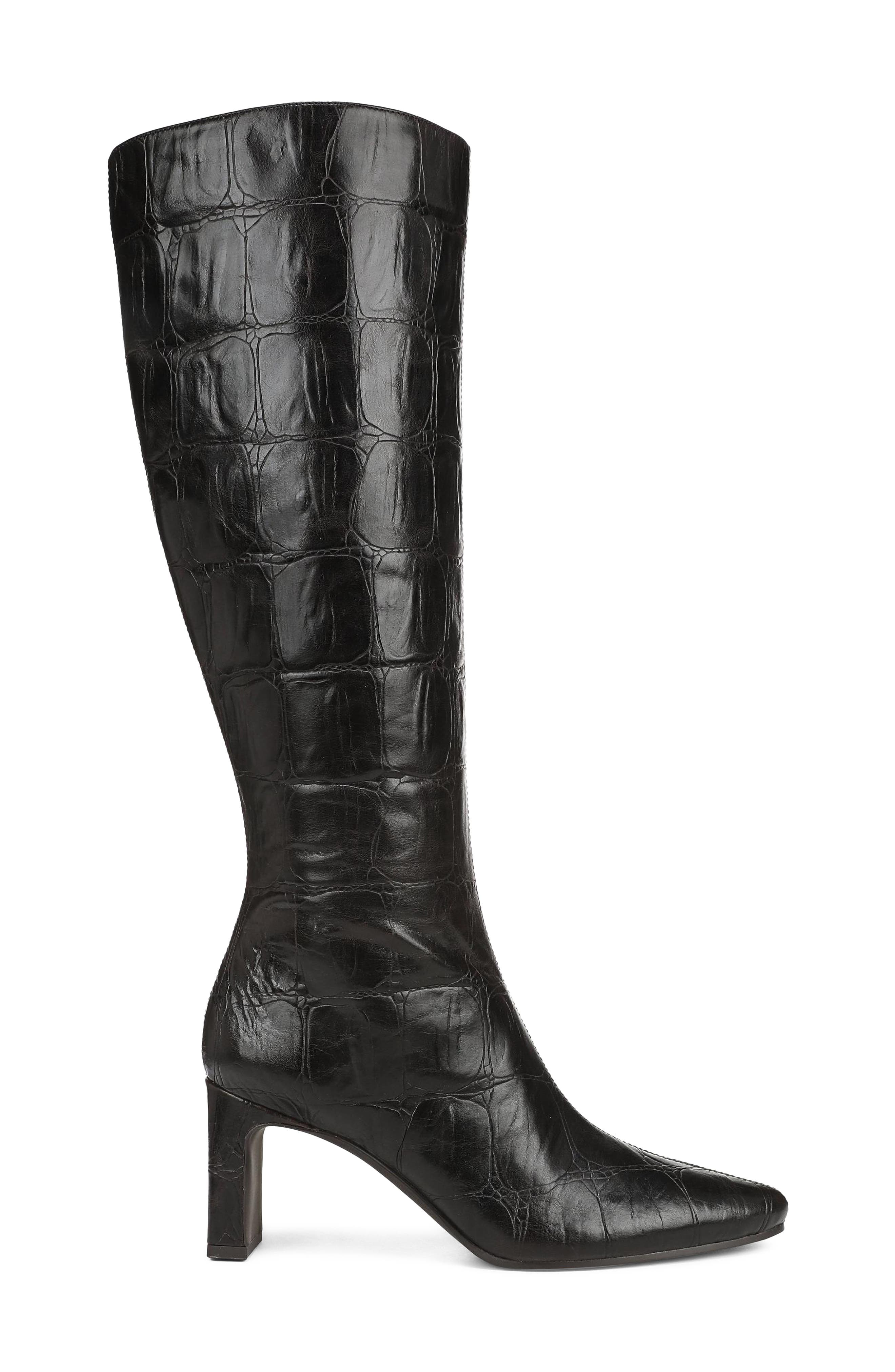 Bridget Knee High Leather Boot, Alternate, color, BROWN DINO CROC
