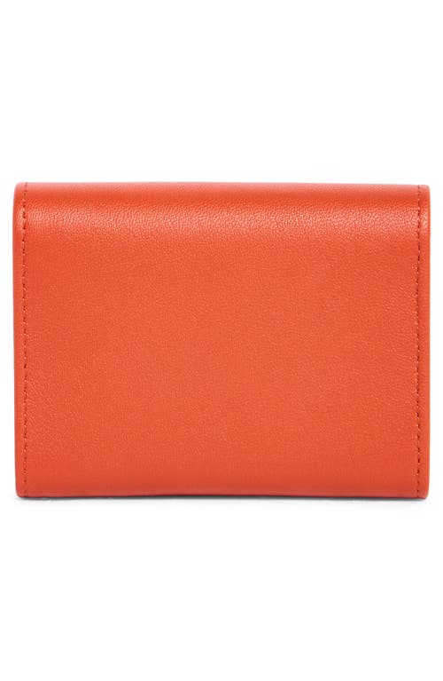 Longchamp Le Pliage Leather Flap Card Case In Orange