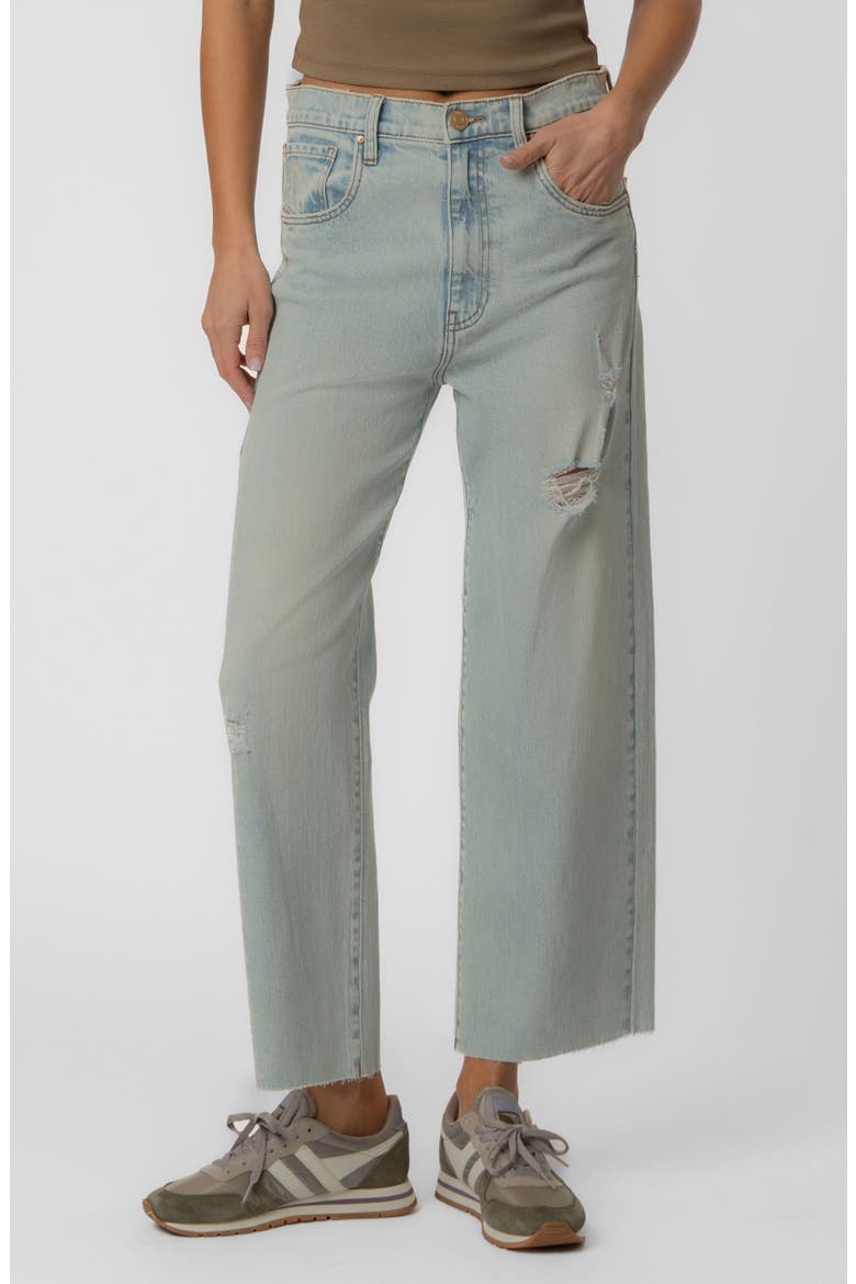 Gwen Raw Hem High Waist Ankle Slouchy Wide Leg Jeans, Main, color, CARE