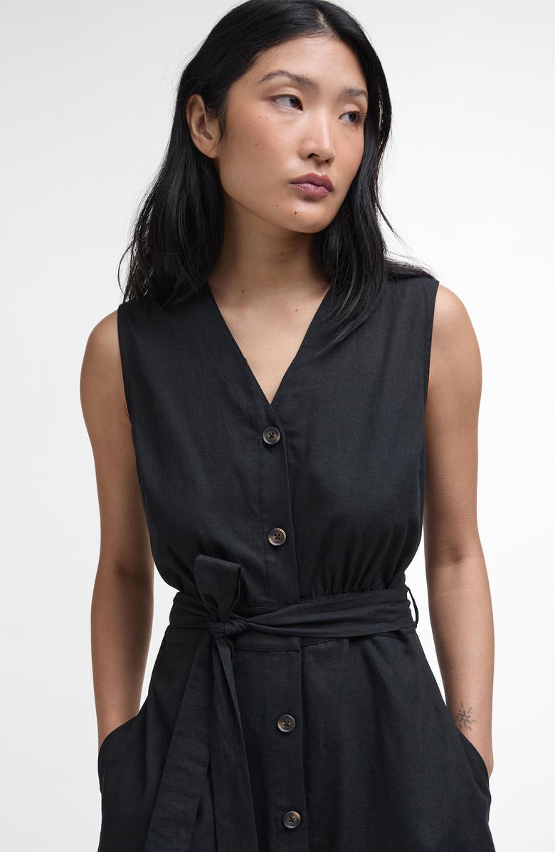 Barbour Elsie Sleeveless Button Front Cotton & Linen Midi Dress, Alternate, color,