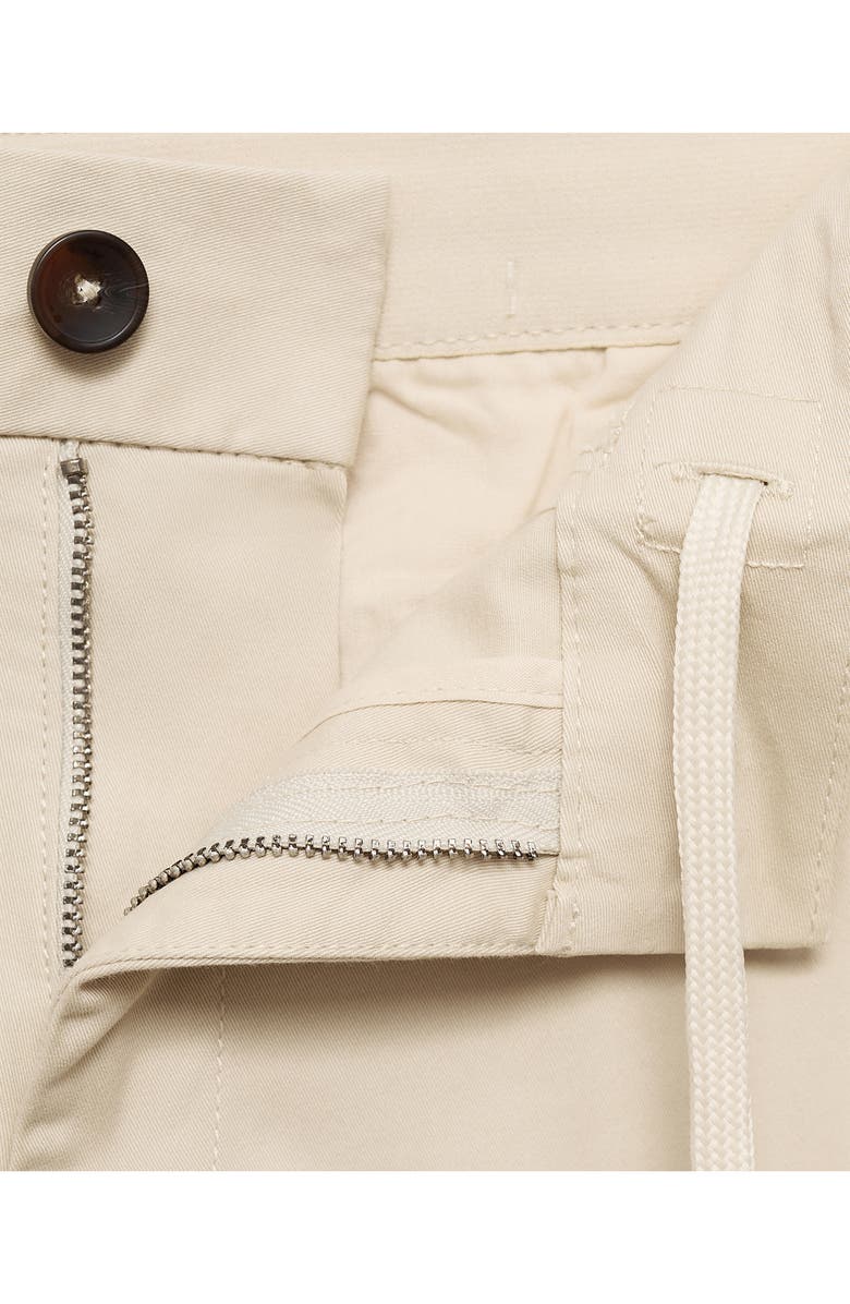 MANGO Slim Fit Flat Front Cotton Stretch Twill Chinos, Alternate, color, Ecru