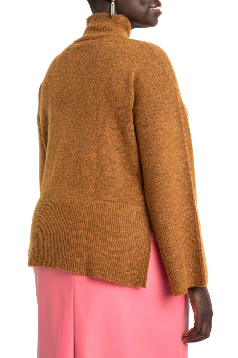Flare Sleeve Turtleneck Sweater, Alternate, color, GOLDEN BROWN