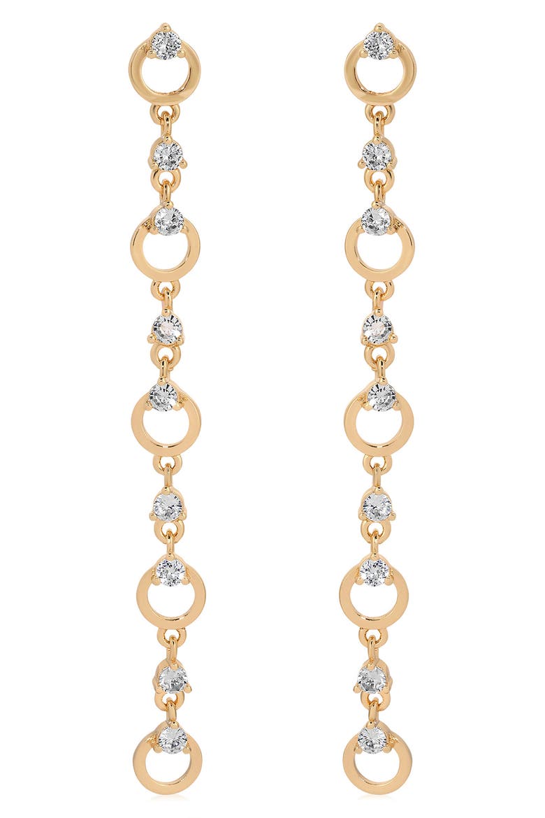 Cubic Zirconia Linear Drop Earrings, Alternate, color, GOLD