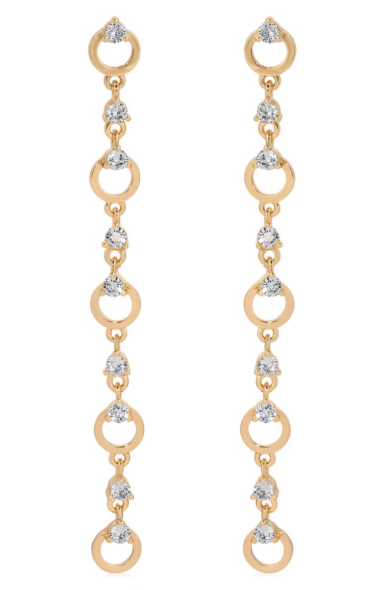 Ettika Cubic Zirconia Linear Drop Earrings, Alternate, color, Gold