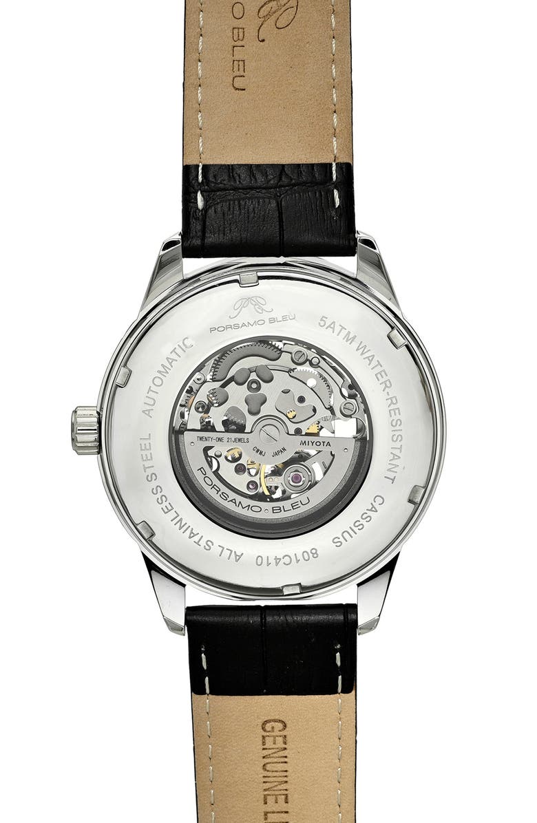 PORSAMO BLEU Men's Cassius Skeleton Watch, 45mm, Alternate, color, Silver