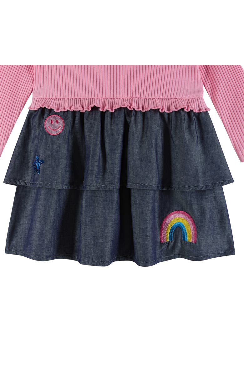 Andy & Evan Rainbow Rib Dress & Bloomers, Alternate, color, Pink Chambray
