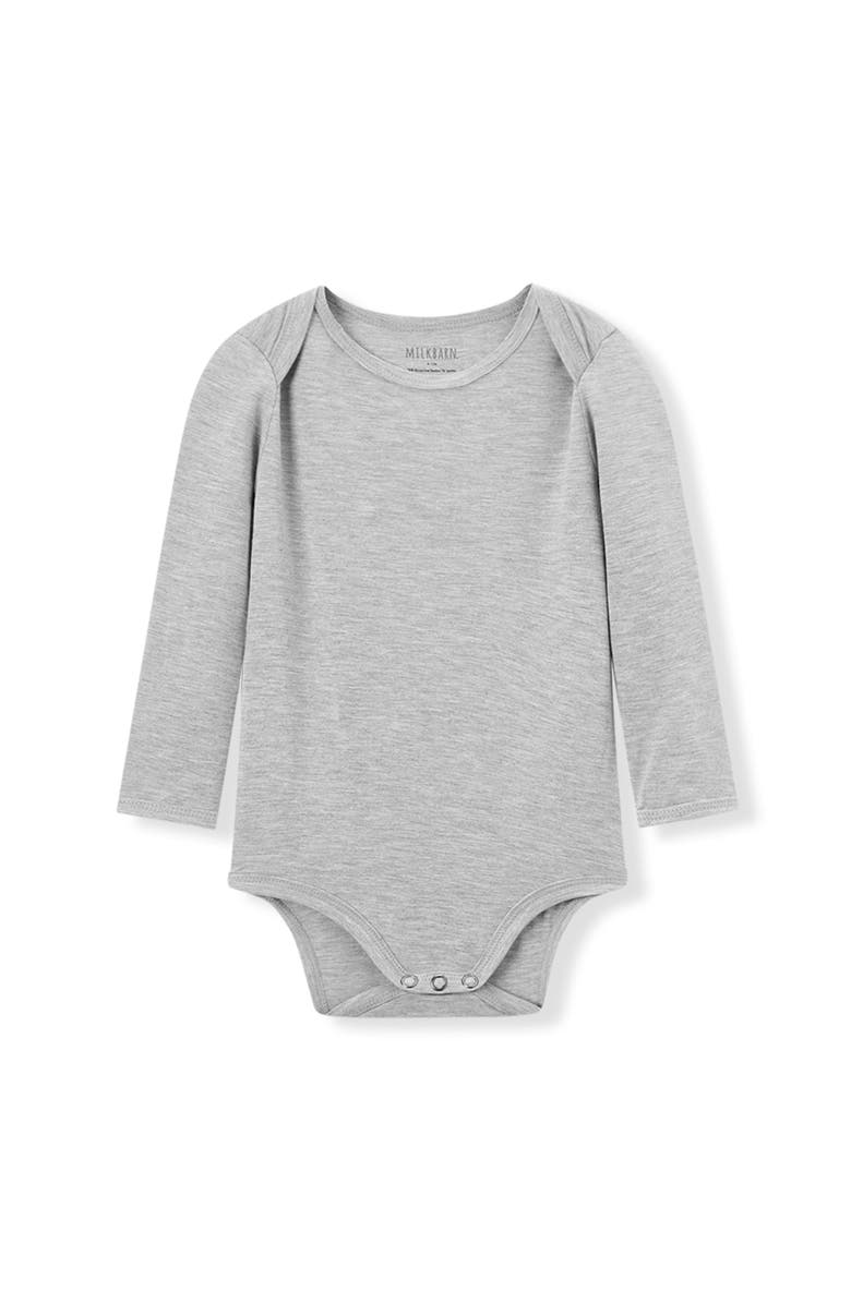 Milkbarn Luxe Solid Long Sleeve One Piece, Main, color, Grey Melange