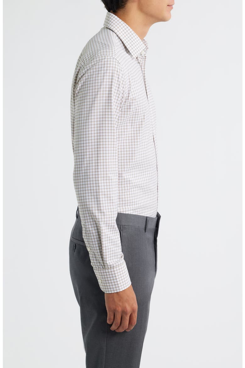 Hank Slim Fit Shadow Check Stretch Dress Shirt, Alternate, color, MEDIUM BEIGE