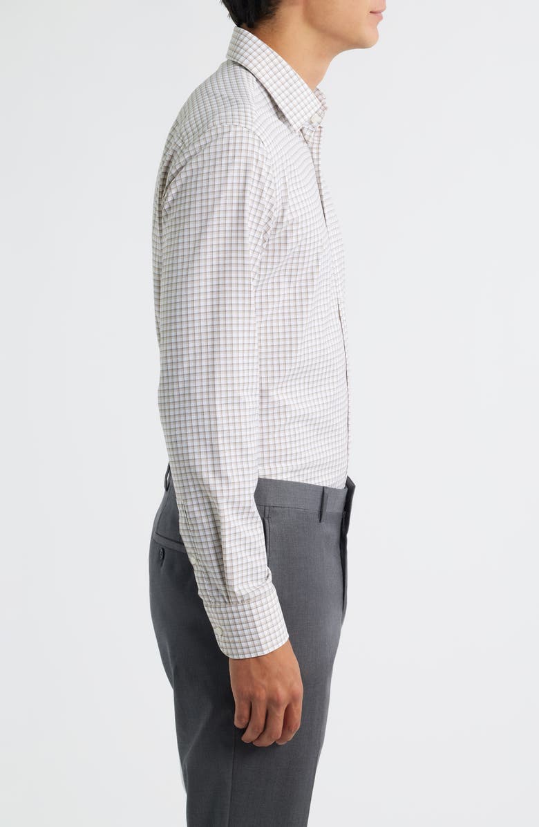 BOSS Hank Slim Fit Shadow Check Stretch Dress Shirt, Alternate, color, Medium Beige