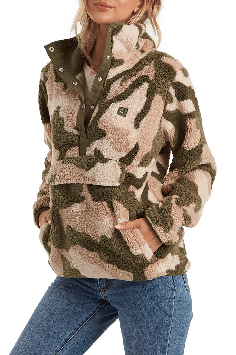 Switchback Faux Shearling Pullover, Main, color, ACM