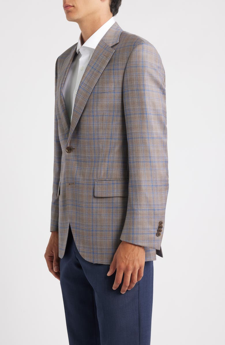 Peter Millar Hartford Classic Fit Plaid Wool Sport Coat, Alternate, color, Tan