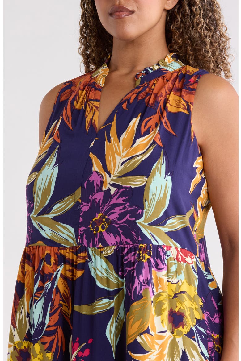Print Sleeveless Tiered Maxi Dress, Alternate, color, CLASSIC NAVY