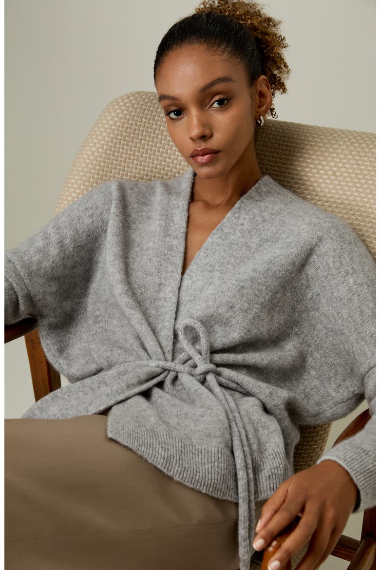 Lounge Wrap Wool Knit Cardigan for Women, Alternate, color, Mixed Gray