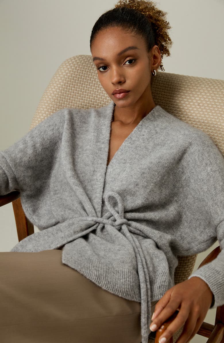 Lilysilk Women's Lounge Wrap Wool Knit Cardigan, Alternate, color, Mixed Gray