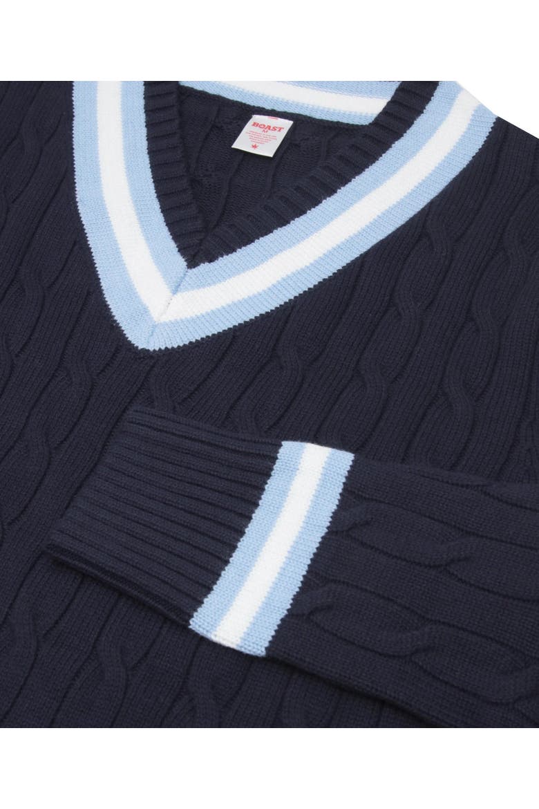 Cable-Knit Sweater, Alternate, color, Navy Light Blue