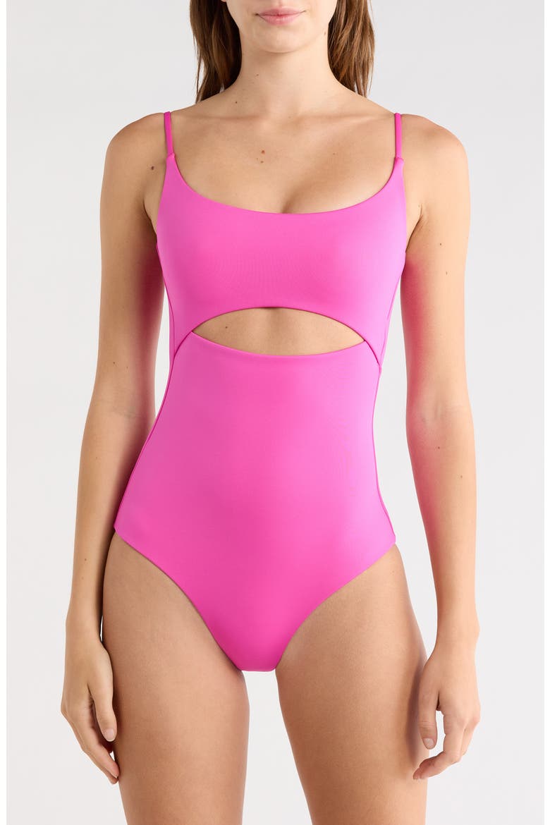 Peak Cutout One-Piece Swimsuit, Main, color, HOT PINK